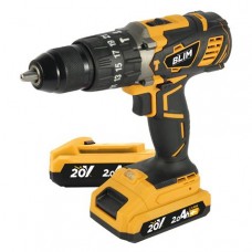 Trapano a percussione a batteria Blim 20V 2Ah - Coppia massima 58Nm - 2 velocità 0-450/0-1800rpm - Include 2 batterie e custodia per il trasporto