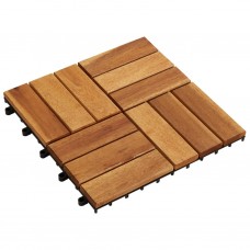 Set 10 Piastrelle in legno di acacia per pavimento 30 x 30 cm (41585)