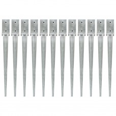 Picchetti di Terra 12 pz Argento 7x7x75 cm Acciaio Galvanizzato (145403)