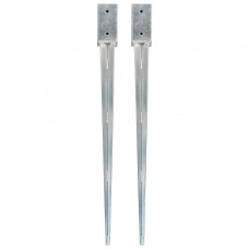 Picchetti di Terra 2 pz Argento 7x7x90 cm in Acciaio Zincato (145404)