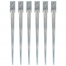 Picchetti di Terra 6 pz Argento 7x7x90 cm in Acciaio Zincato (145405)