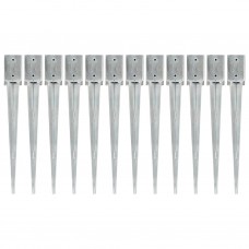 Picchetti di Terra 12 pz Argento 9x9x75 cm in Acciaio Zincato (145415)
