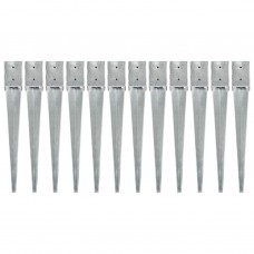 Picchetti di Terra 12 pz Argento 10x10x76 cm in Acciaio Zincato (145421)