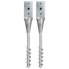 Picchetti di Terra 2 pz Argento 7x7x56 cm in Acciaio Zincato (145435)