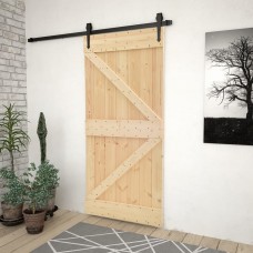 Porta Scorrevole con Set Hardware 100x210 cm in Legno di Pino (3057501)