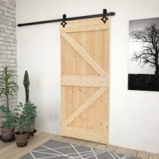 Porta Scorrevole con Set Hardware 100x210 cm in Legno di Pino (3057502)