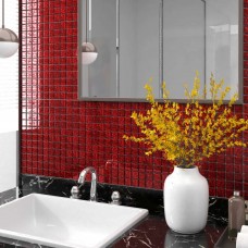 Piastrelle Mosaico 11 pz Rosso 30x30 cm in Vetro (327305)