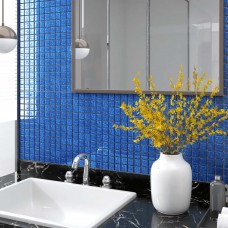 Piastrelle Mosaico 11 pz Blu 30x30 cm in Vetro (327307)