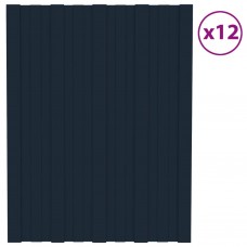 Pannelli da Tetto 12 pz in Acciaio Zincato Antracite 60x45 cm (317191)