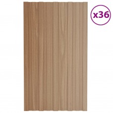 Pannelli da Tetto 36 pz Acciaio Zincato Legno Chiaro 80x45 cm (317208)