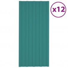 Pannelli da Tetto 12 pz in Acciaio Zincato Verdi 100x45 cm (317211)