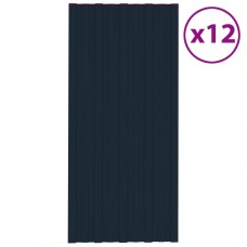 Pannelli da Tetto 12 pz in Acciaio Zincato Antracite 100x45 cm (317215)