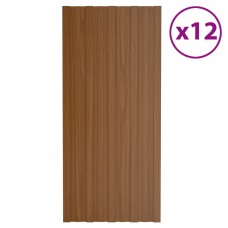 Pannelli da Tetto 12 pz in Acciaio Zincato Marrone 100x45 cm (317217)