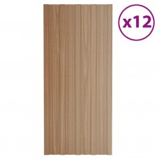 Pannelli da Tetto 12 pz Acciaio Zincato Legno Chiaro 100x45 cm (317219)