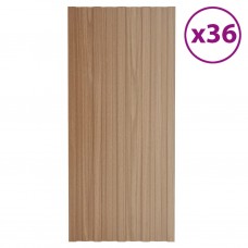 Pannelli da Tetto 36 pz Acciaio Zincato Legno Chiaro 100x45 cm (317220)